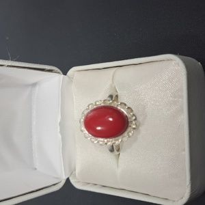 Sterling Silver Carnelian Ring Size 9 (10)